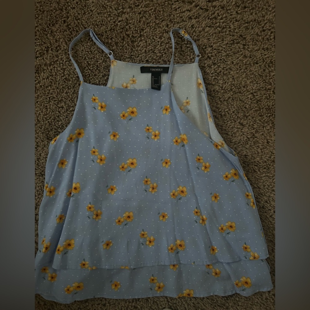 Forever 21 tiered tank top with floral print and adjustable straps